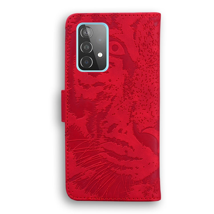 For Samsung Galaxy A52 5G / 4G Tiger Embossing Pattern Horizontal Flip Leather Case with Holder & Card Slots & Wallet(Red) by buy2fix
