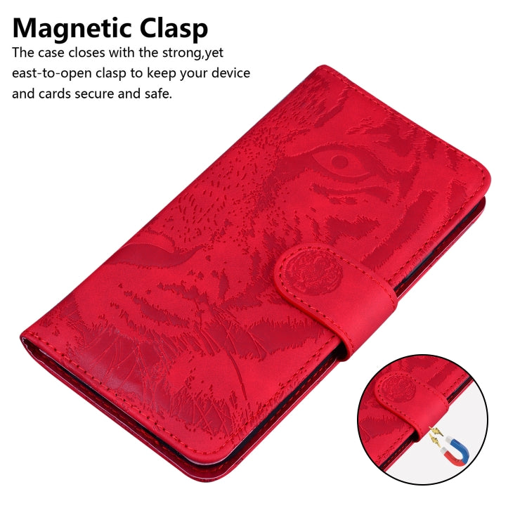 For Samsung Galaxy A52 5G / 4G Tiger Embossing Pattern Horizontal Flip Leather Case with Holder & Card Slots & Wallet(Red) by buy2fix
