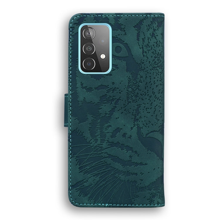 For Samsung Galaxy A52 5G / 4G Tiger Embossing Pattern Horizontal Flip Leather Case with Holder & Card Slots & Wallet(Green) by buy2fix