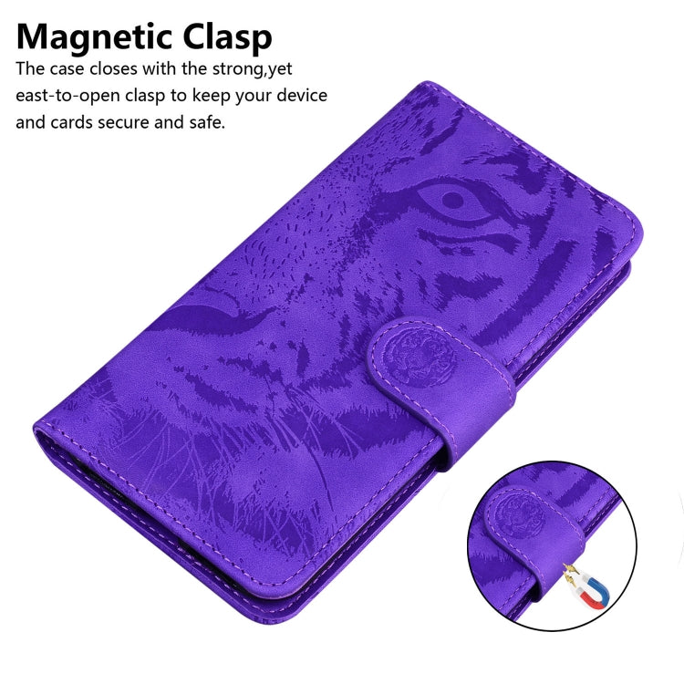 For Samsung Galaxy A52 5G / 4G Tiger Embossing Pattern Horizontal Flip Leather Case with Holder & Card Slots & Wallet(Purple) by buy2fix
