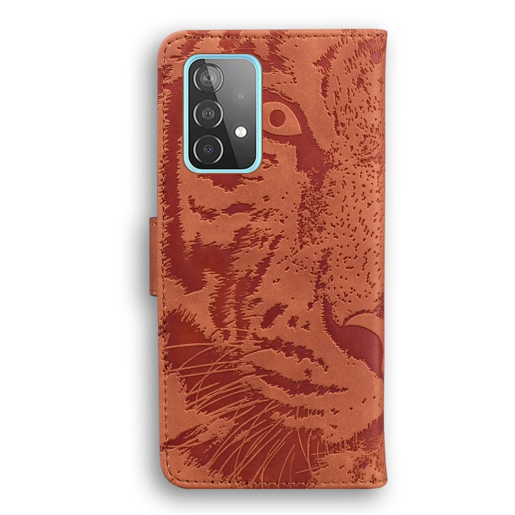 For Samsung Galaxy A52 5G / 4G Tiger Embossing Pattern Horizontal Flip Leather Case with Holder & Card Slots & Wallet(Brown) by buy2fix