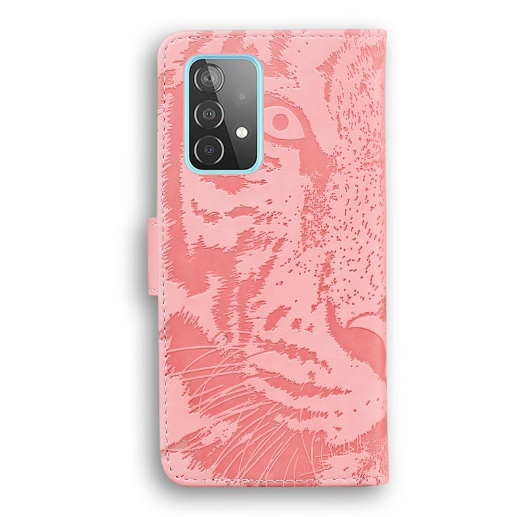 For Samsung Galaxy A52 5G / 4G Tiger Embossing Pattern Horizontal Flip Leather Case with Holder & Card Slots & Wallet(Pink) by buy2fix