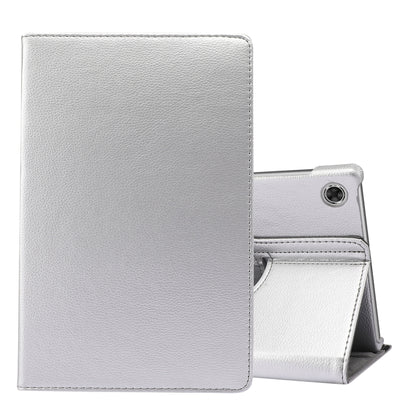 For Lenovo Tab M10 Plus 10.3 360 Degree Rotation Litchi Texture Flip Leather Case with Holder(Silver) - Lenovo by buy2fix | Online Shopping UK | buy2fix