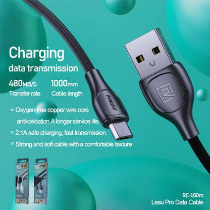 Remax RC-160M 2.1A Micro USB Lesu Pro Series Charging Data Cable, Length: 1m(White) - Micro USB Cable by REMAX | Online Shopping UK | buy2fix