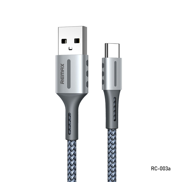 Remax RC-003a 2.4A Type-C / USB-C Barrett Series Charging Data Cable, Length: 1m(Silver) - USB-C & Type-C Cable by REMAX | Online Shopping UK | buy2fix