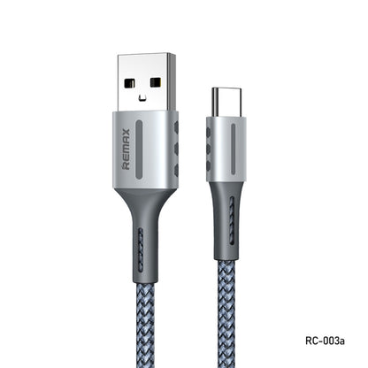 Remax RC-003a 2.4A Type-C / USB-C Barrett Series Charging Data Cable, Length: 1m(Silver) - USB-C & Type-C Cable by REMAX | Online Shopping UK | buy2fix