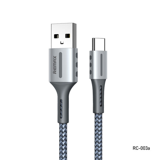 Remax RC-003a 2.4A Type-C / USB-C Barrett Series Charging Data Cable, Length: 1m(Silver) - USB-C & Type-C Cable by REMAX | Online Shopping UK | buy2fix