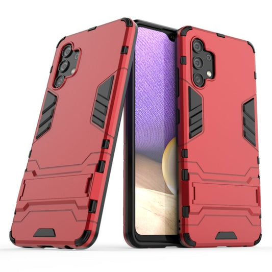 For Samsung Galaxy A32 4G Shockproof Protective Case with Holder(Red) by buy2fix