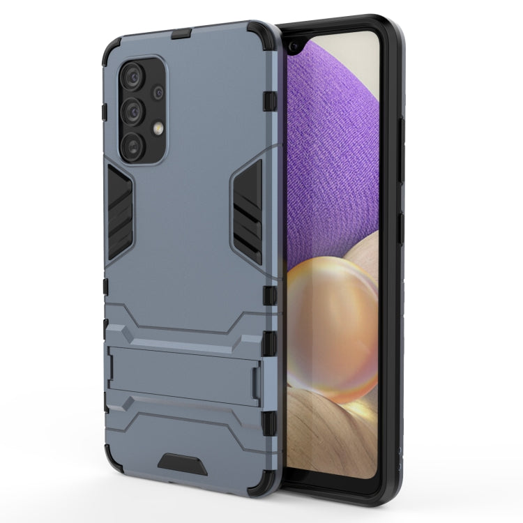 For Samsung Galaxy A32 4G Shockproof Protective Case with Holder(Navy Blue) by buy2fix