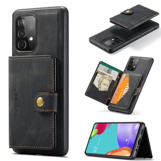 For Samsung Galaxy A52 5G / 4G JEEHOOD Retro Magnetic Detachable Protective Case with Wallet & Card Slot & Holder(Black) - Galaxy Phone Cases by JEEHOOD | Online Shopping UK | buy2fix