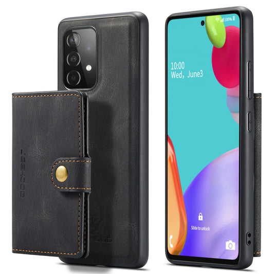 For Samsung Galaxy A52 5G / 4G JEEHOOD Retro Magnetic Detachable Protective Case with Wallet & Card Slot & Holder(Black) - Galaxy Phone Cases by JEEHOOD | Online Shopping UK | buy2fix