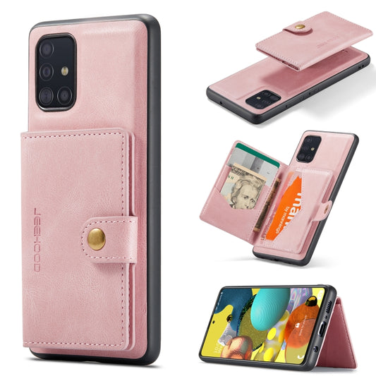 For Samsung Galaxy A51 5G JEEHOOD Retro Magnetic Detachable Protective Case with Wallet & Card Slot & Holder(Pink) - Galaxy Phone Cases by JEEHOOD | Online Shopping UK | buy2fix