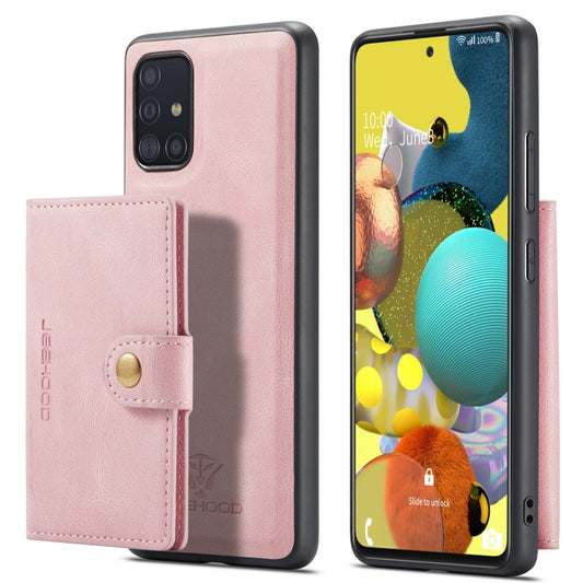 For Samsung Galaxy A51 5G JEEHOOD Retro Magnetic Detachable Protective Case with Wallet & Card Slot & Holder(Pink) - Galaxy Phone Cases by JEEHOOD | Online Shopping UK | buy2fix