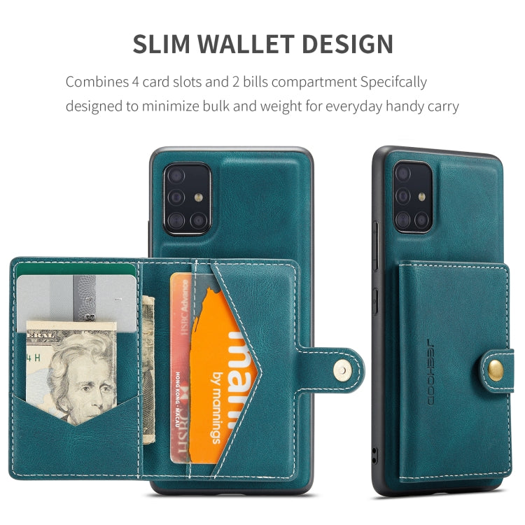 For Samsung Galaxy A51 5G JEEHOOD Retro Magnetic Detachable Protective Case with Wallet & Card Slot & Holder(Blue) - Galaxy Phone Cases by JEEHOOD | Online Shopping UK | buy2fix