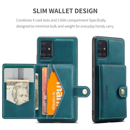 For Samsung Galaxy A51 5G JEEHOOD Retro Magnetic Detachable Protective Case with Wallet & Card Slot & Holder(Blue) - Galaxy Phone Cases by JEEHOOD | Online Shopping UK | buy2fix