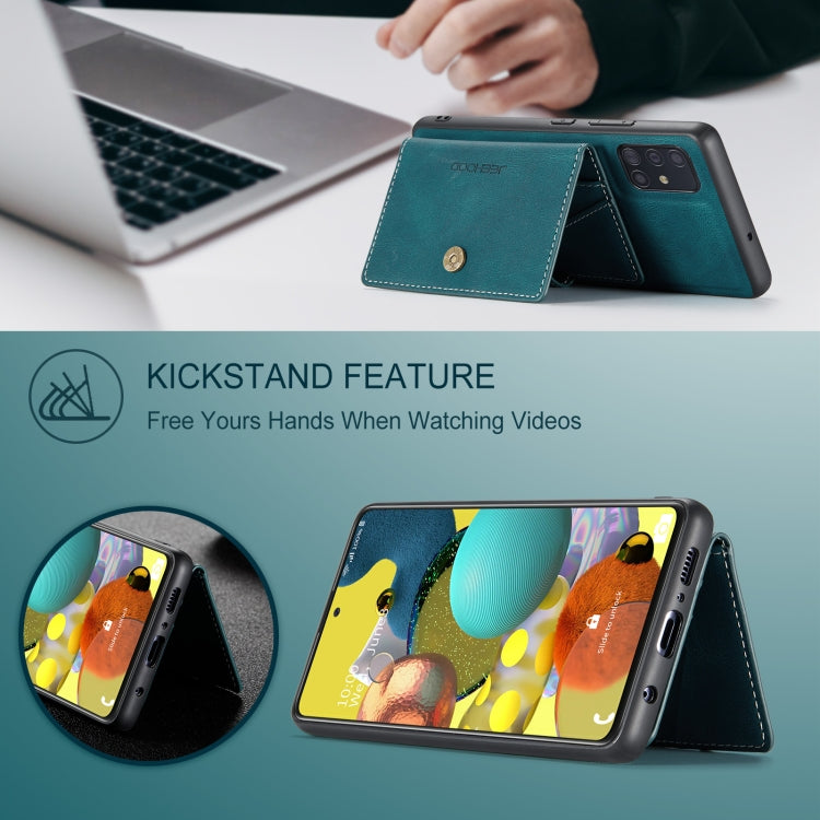 For Samsung Galaxy A51 5G JEEHOOD Retro Magnetic Detachable Protective Case with Wallet & Card Slot & Holder(Blue) - Galaxy Phone Cases by JEEHOOD | Online Shopping UK | buy2fix