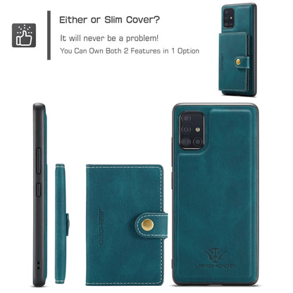 For Samsung Galaxy A51 5G JEEHOOD Retro Magnetic Detachable Protective Case with Wallet & Card Slot & Holder(Blue) - Galaxy Phone Cases by JEEHOOD | Online Shopping UK | buy2fix