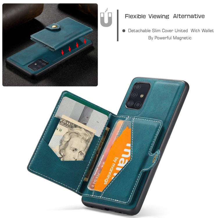 For Samsung Galaxy A51 5G JEEHOOD Retro Magnetic Detachable Protective Case with Wallet & Card Slot & Holder(Blue) - Galaxy Phone Cases by JEEHOOD | Online Shopping UK | buy2fix
