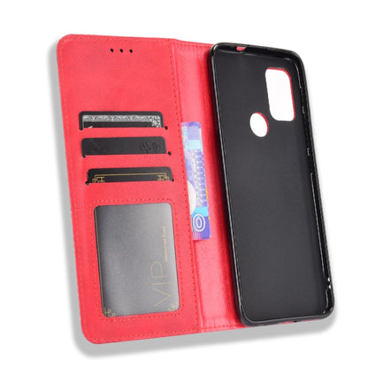 For Motorola Moto G30 Magnetic Buckle Retro Texture Horizontal Flip Leather Case with Holder & Card Slots & Photo Frame(Red) - Motorola Cases by buy2fix | Online Shopping UK | buy2fix