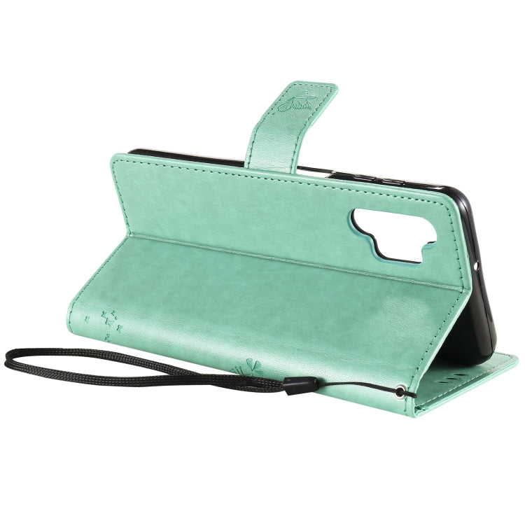 For Samsung Galaxy A32 5G Tree & Cat Pattern Pressed Printing Horizontal Flip PU Leather Case with Holder & Card Slots & Wallet & Lanyard(Green) by imak