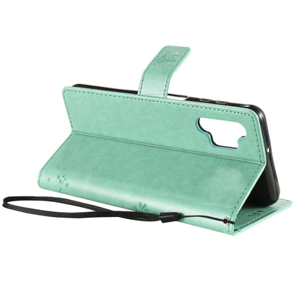 For Samsung Galaxy A32 5G Tree & Cat Pattern Pressed Printing Horizontal Flip PU Leather Case with Holder & Card Slots & Wallet & Lanyard(Green) by imak