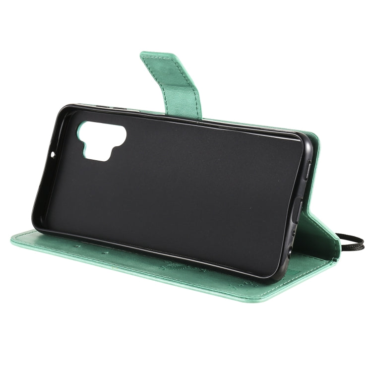 For Samsung Galaxy A32 5G Tree & Cat Pattern Pressed Printing Horizontal Flip PU Leather Case with Holder & Card Slots & Wallet & Lanyard(Green) by imak