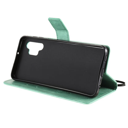 For Samsung Galaxy A32 5G Tree & Cat Pattern Pressed Printing Horizontal Flip PU Leather Case with Holder & Card Slots & Wallet & Lanyard(Green) by imak