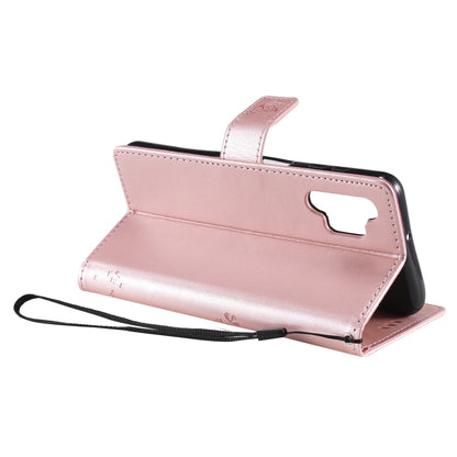 For Samsung Galaxy A32 5G Tree & Cat Pattern Pressed Printing Horizontal Flip PU Leather Case with Holder & Card Slots & Wallet & Lanyard(Rose gold) by imak