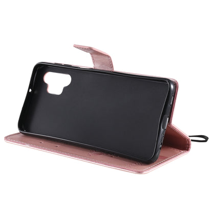 For Samsung Galaxy A32 5G Tree & Cat Pattern Pressed Printing Horizontal Flip PU Leather Case with Holder & Card Slots & Wallet & Lanyard(Rose gold) by imak