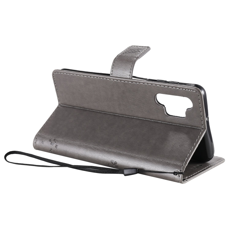 For Samsung Galaxy A32 5G Tree & Cat Pattern Pressed Printing Horizontal Flip PU Leather Case with Holder & Card Slots & Wallet & Lanyard(Gray) by imak