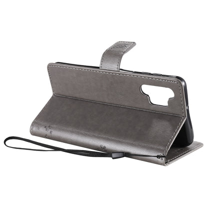 For Samsung Galaxy A32 5G Tree & Cat Pattern Pressed Printing Horizontal Flip PU Leather Case with Holder & Card Slots & Wallet & Lanyard(Gray) by imak