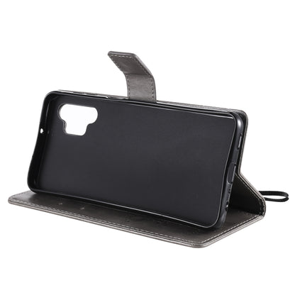 For Samsung Galaxy A32 5G Tree & Cat Pattern Pressed Printing Horizontal Flip PU Leather Case with Holder & Card Slots & Wallet & Lanyard(Gray) by imak