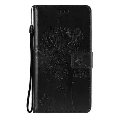 For Samsung Galaxy A32 5G Tree & Cat Pattern Pressed Printing Horizontal Flip PU Leather Case with Holder & Card Slots & Wallet & Lanyard(Black) by imak