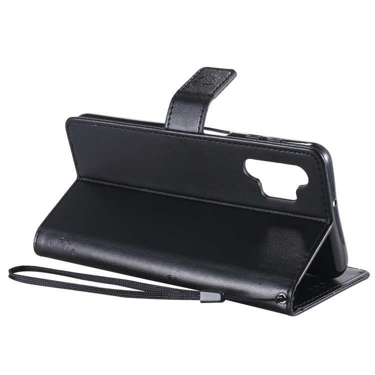 For Samsung Galaxy A32 5G Tree & Cat Pattern Pressed Printing Horizontal Flip PU Leather Case with Holder & Card Slots & Wallet & Lanyard(Black) by imak