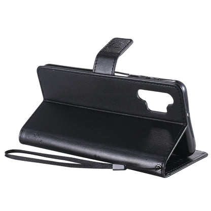 For Samsung Galaxy A32 5G Tree & Cat Pattern Pressed Printing Horizontal Flip PU Leather Case with Holder & Card Slots & Wallet & Lanyard(Black) by imak