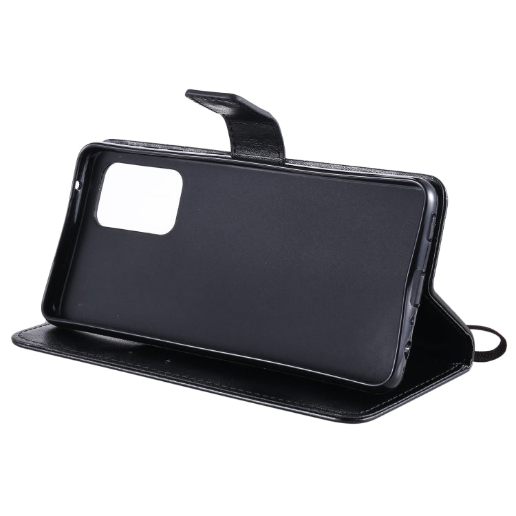 For Samsung Galaxy A52 5G Tree & Cat Pattern Pressed Printing Horizontal Flip PU Leather Case with Holder & Card Slots & Wallet & Lanyard(Black) by buy2fix