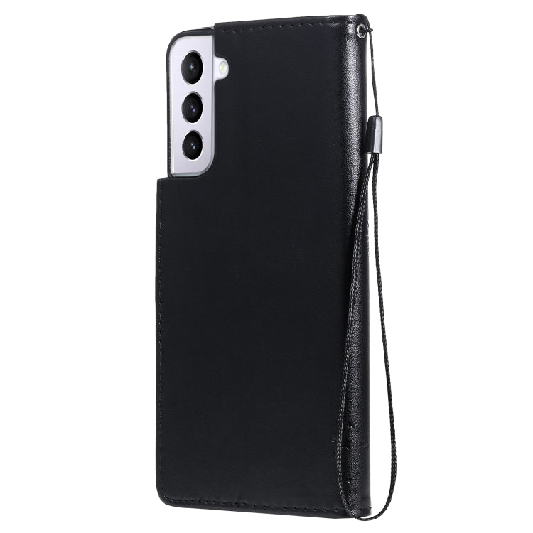 For Samsung Galaxy S21+ 5G Tree & Cat Pattern Pressed Printing Horizontal Flip PU Leather Case with Holder & Card Slots & Wallet & Lanyard(Black) by buy2fix