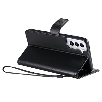 For Samsung Galaxy S21+ 5G Tree & Cat Pattern Pressed Printing Horizontal Flip PU Leather Case with Holder & Card Slots & Wallet & Lanyard(Black) by buy2fix