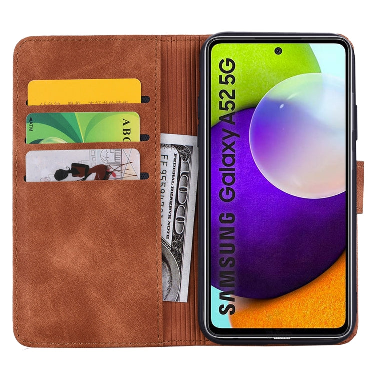 For Samsung Galaxy A52 5G / 4G Embossed Sunflower Pattern Horizontal Flip PU Leather Case with Holder & Card Slots & Wallet & Lanyard (Brown) by buy2fix