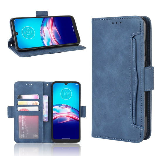 For Motorola Moto E6s (2020) Skin Feel Calf Pattern Horizontal Flip Leather Case with Holder & Card Slots & Photo Frame(Blue) - Motorola Cases by buy2fix | Online Shopping UK | buy2fix