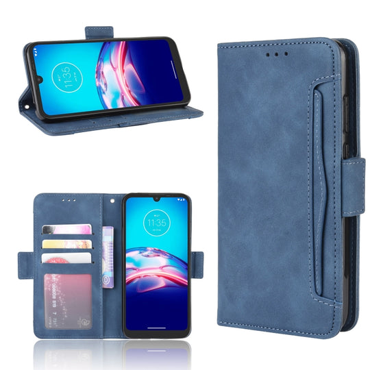 For Motorola Moto E6s (2020) Skin Feel Calf Pattern Horizontal Flip Leather Case with Holder & Card Slots & Photo Frame(Blue)