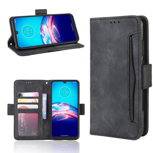 For Motorola Moto E6s (2020) Skin Feel Calf Pattern Horizontal Flip Leather Case with Holder & Card Slots & Photo Frame(Black) - Motorola Cases by buy2fix | Online Shopping UK | buy2fix