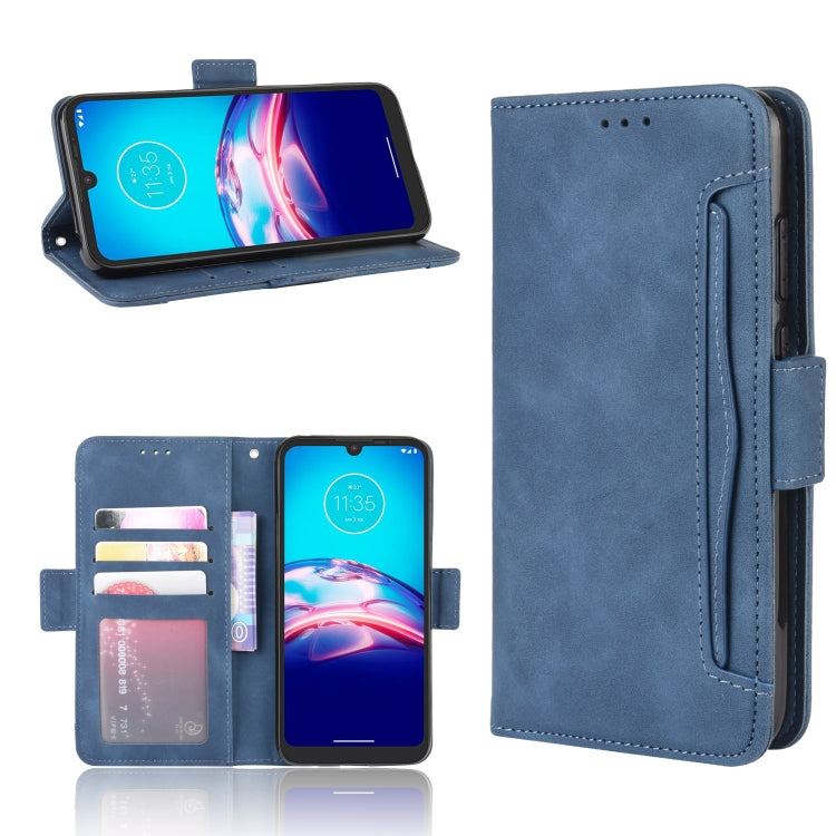 For Motorola Moto E6i Skin Feel Calf Pattern Horizontal Flip Leather Case with Holder & Card Slots & Photo Frame(Blue) - Motorola Cases by buy2fix | Online Shopping UK | buy2fix