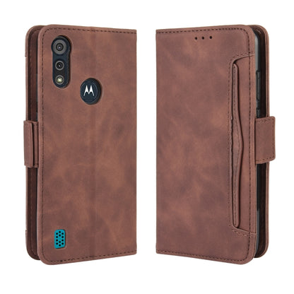 For Motorola Moto E6i Skin Feel Calf Pattern Horizontal Flip Leather Case with Holder & Card Slots & Photo Frame(Brown) - Motorola Cases by buy2fix | Online Shopping UK | buy2fix