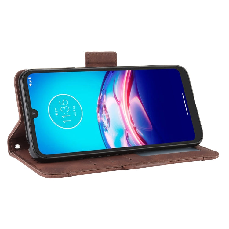 For Motorola Moto E6i Skin Feel Calf Pattern Horizontal Flip Leather Case with Holder & Card Slots & Photo Frame(Brown) - Motorola Cases by buy2fix | Online Shopping UK | buy2fix