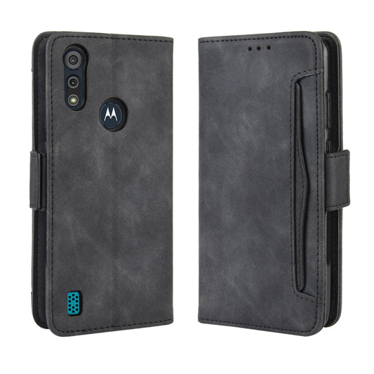 For Motorola Moto E6i Skin Feel Calf Pattern Horizontal Flip Leather Case with Holder & Card Slots & Photo Frame(Black) - Motorola Cases by buy2fix | Online Shopping UK | buy2fix