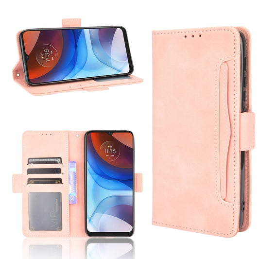 For Motorola Moto E7 Power Skin Feel Calf Pattern Horizontal Flip Leather Case with Holder & Card Slots & Photo Frame(Pink) - Motorola Cases by buy2fix | Online Shopping UK | buy2fix