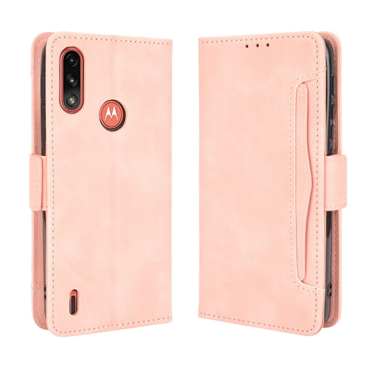 For Motorola Moto E7 Power Skin Feel Calf Pattern Horizontal Flip Leather Case with Holder & Card Slots & Photo Frame(Pink) - Motorola Cases by buy2fix | Online Shopping UK | buy2fix