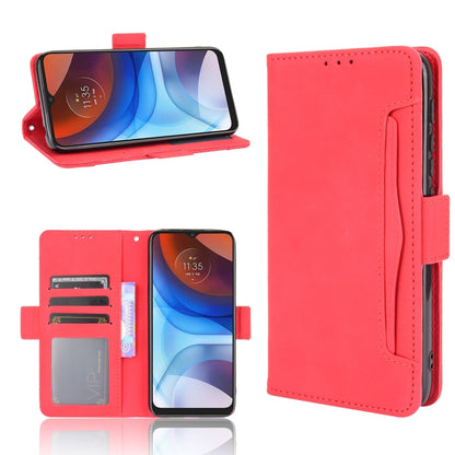 For Motorola Moto E7 Power Skin Feel Calf Pattern Horizontal Flip Leather Case with Holder & Card Slots & Photo Frame(Red) - Motorola Cases by buy2fix | Online Shopping UK | buy2fix