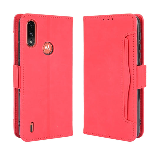 For Motorola Moto E7 Power Skin Feel Calf Pattern Horizontal Flip Leather Case with Holder & Card Slots & Photo Frame(Red) - Motorola Cases by buy2fix | Online Shopping UK | buy2fix